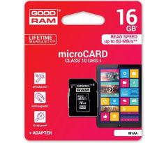 Paměťová karta Good Ram Micro SDHC 16 GB + Adapter