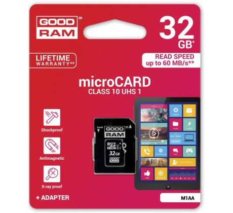 Popis Paměťová karta Good Ram Micro SDHC 32 GB + Adapter