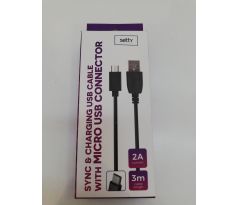 Datový kabel SETTY micro USB ; 3m ; černý