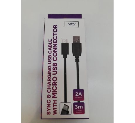 Datový kabel SETTY micro USB ; 3m ; černý