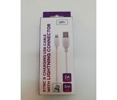 Datový kabel SETTY Apple iPhone - lightning ; 3m ; bílý