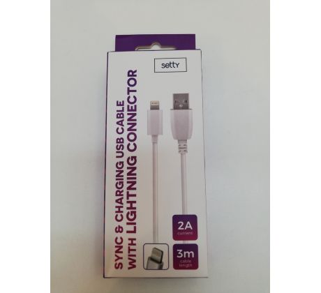 Datový kabel SETTY Apple iPhone - lightning ; 3m ; bílý