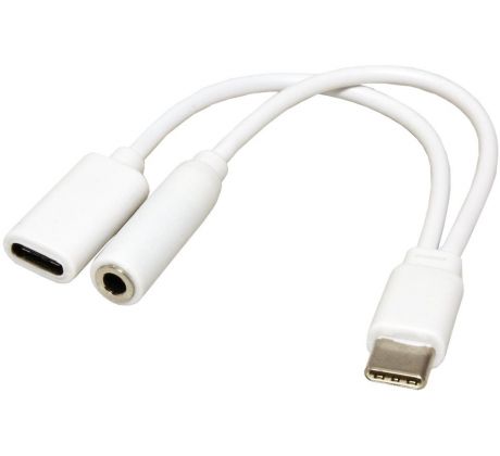 Redukce adaptér HF/audio + nabíjení z micro USB typ C na jack 3,5 mm