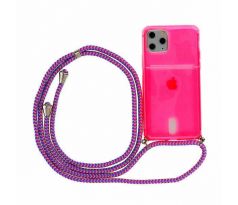 Pouzdro Apple Iphone 12/12 Pro 6,1 růžový neon s zavěšení na krk