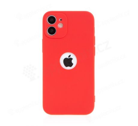 Pouzdro Apple Iphone 12 Mini 5,4" gelové červené s otvorem na jablko a ochranou na fotoaparátu
