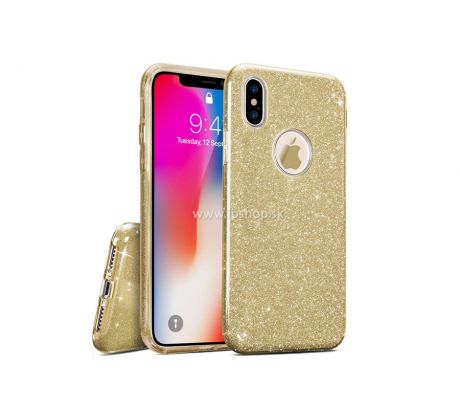 Pouzdro Apple Iphone 12 Mini 5,4" glitter zlatý s otvorem na jablko